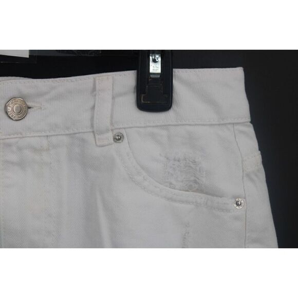 Free People Women's White Out of Ordinary Distressed Denim Mini Skirt Size 2 NWT - Picture 4 of 11